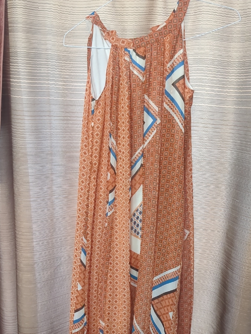 Cato Orange and Cream Patterned Sleeveless Dress